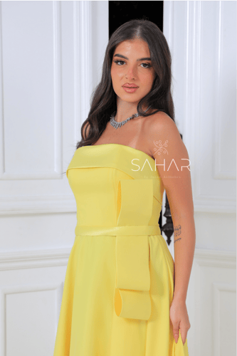 فستان سهرة توب مع فيونكة جانبية