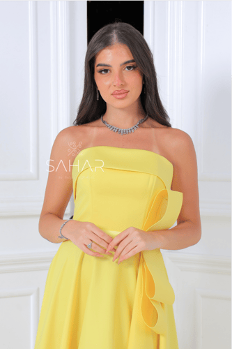 فستان سهرة توب مع فيونكة جانبية