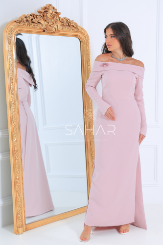 فستان كريب بأكمام فرنسية