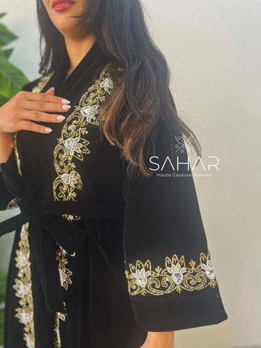 جلابية بشت مخمل قطعتين