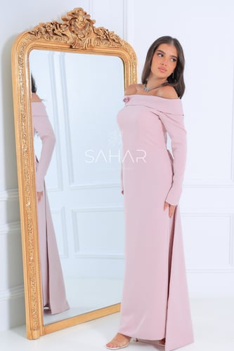 فستان كريب بأكمام فرنسية