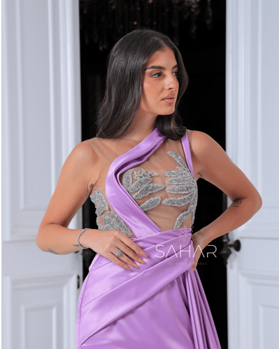 فستان سهرة بشك يدوي فاخر