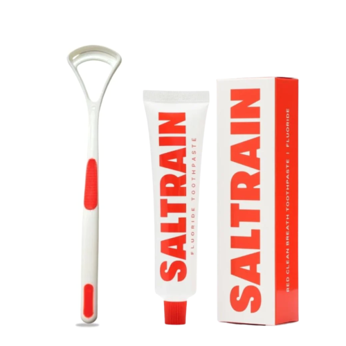 مجموعة معجون بالفلورايد مضاد للتسوس و منظف لسان لر...