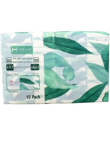 مناديل هدب مفرد ابيض , 10 عبوات | 300 منديل