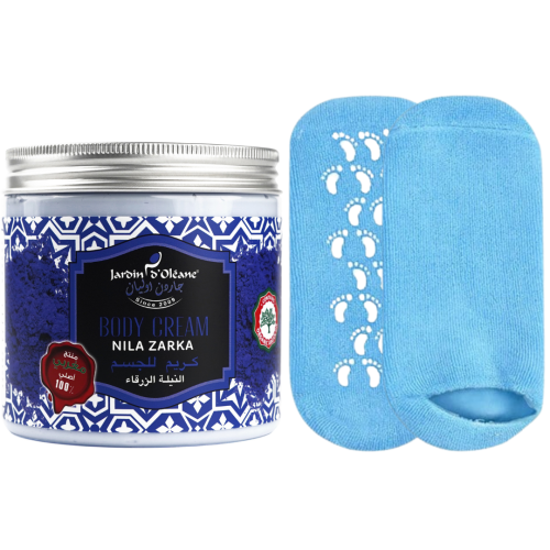 مجموعة ترطيب وازالة تصبغات القدمين بـ النيلة الزرق...