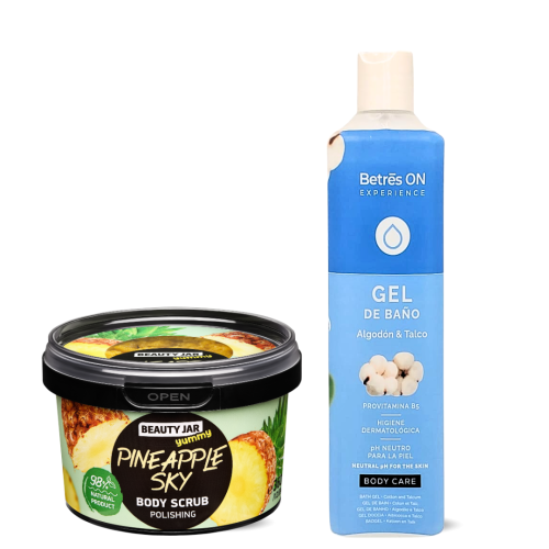 مجموعة جل استحمام ومقشر برائحة القطن والتلك والانا...