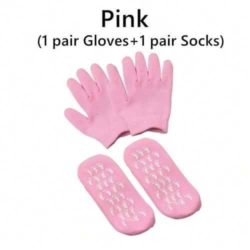 جوارب وقفازات جل لترطيب اليدين والقدمين ، وردي