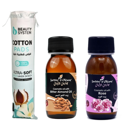 مجموعة زيت الورد و اللوز المر لتفتيح المناطق الداك...