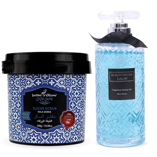 مجموعة النظافة ( مقشر النيلة + جل استحمام )