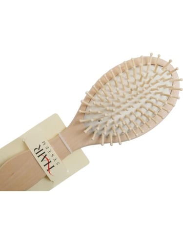 فرشاة شعر خشب صغيرة هير سيستم , بيج / أبيض