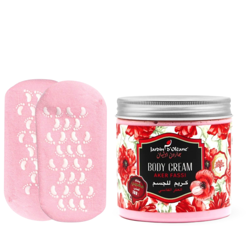 مجموعة كريم عكر فاسي وجوارب جل لترطيب القدمين