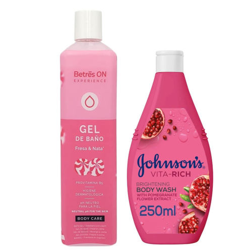 مجموعة جل وسائل استحمام برائحة الفراولة و الرمان ق...