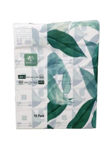 مناديل هدب مفرد ابيض ناعم , 10 عبوات | 600 منديل