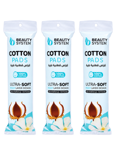 BEAUTY SYSTEM 100% PURE COTTON PADS PACK OF 3