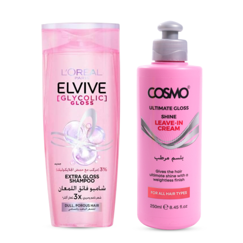 مجموعة اللمعان الزجاجي للشعر - شامبو و كريم ليف ان