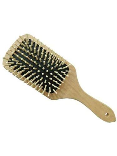 فرشاة شعر خشبية طبية من هير سستم - بيج / أسود