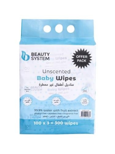 مناديل اطفال غير معطرة من بيوتي سيستم , 3×100 / 30...