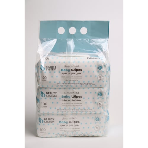 مناديل اطفال غير معطرة من بيوتي سيستم , 3×100 / 30...