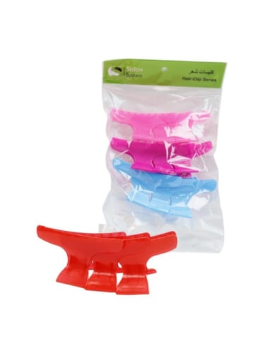مشابك شعر بلاستيك ملون من صالون سستم ، 12 قطعة