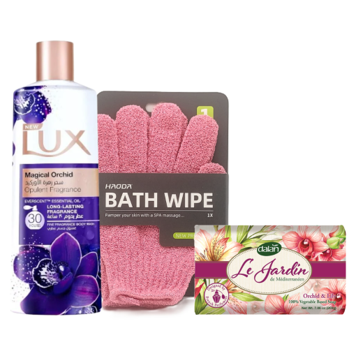 مجموعة الاستحمام برائحة زهرة الاوركيد - 3 قطع