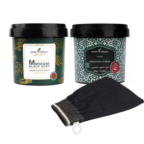 مجموعة مقشر وصابون مغربي عرق السوس لتفتيح المناطق...