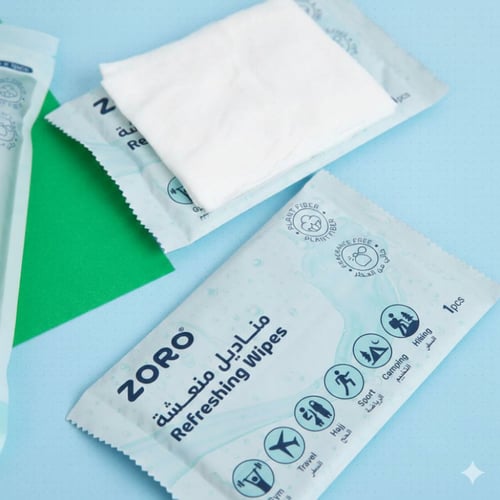 مناديل مبللة منعشة خاليه من العطور من زورو - 1 × 5...