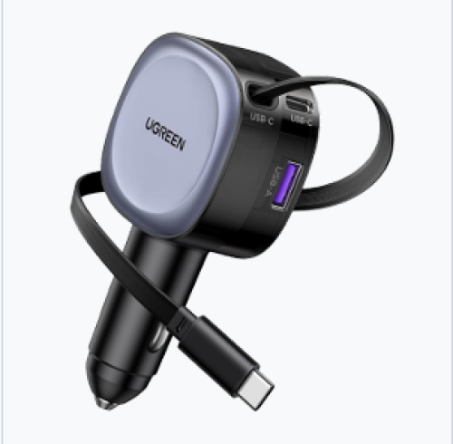 شاحن سيارة UGREEN بقوة 75 واط، مزود بمنفذ USB-C وم...