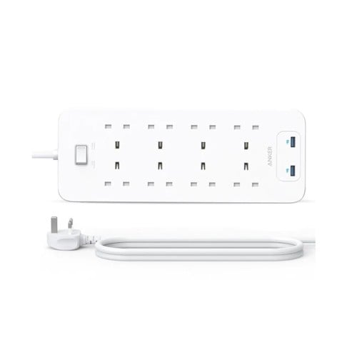 انكر ,توصيلة 8 منافذ طاقة ومنفذين USB , ابيض