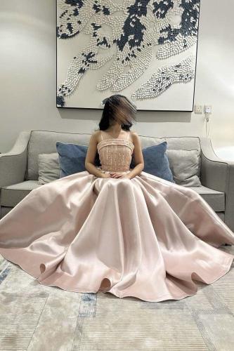 فستان سهرة طويل قطعتين