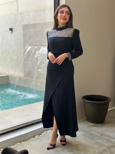 فستان سهرة بأربي كلاسيكي استرتش اسود