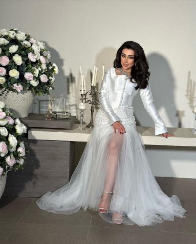 فستان سهرة اوف شولدر بجاكت