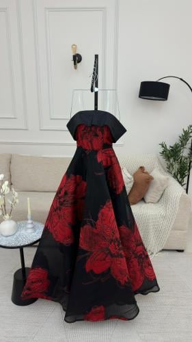 فستان سهرة اسود مورد