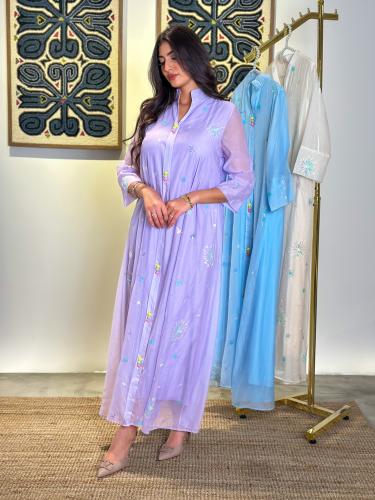 جلابية شيفون ناعمه بتطريز بالقيطان