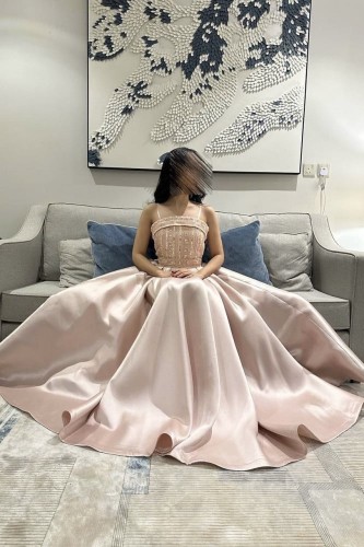 فستان سهرة طويل قطعتين