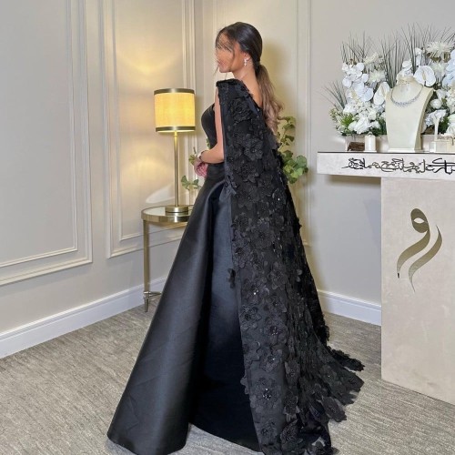 فستان سهرة اسود طويل مورد