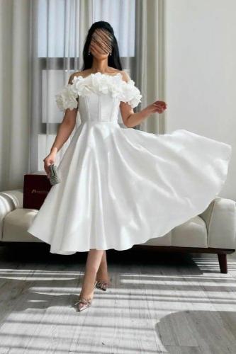 فستان سهرة ابيض مورد