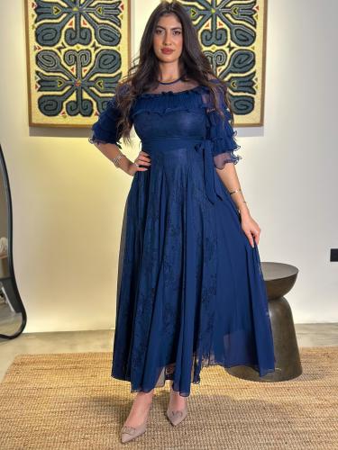 فستان دانتيل طويل كحلي