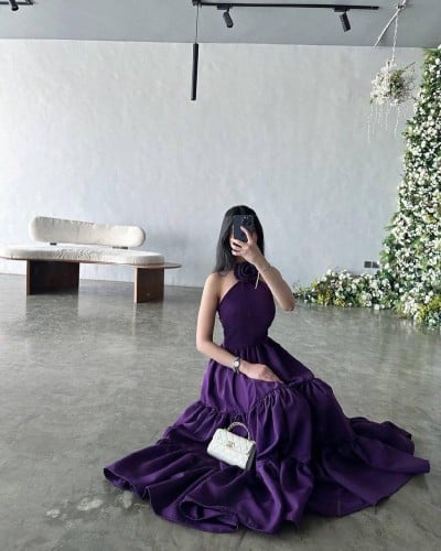 فستان سهرة موف ناعم