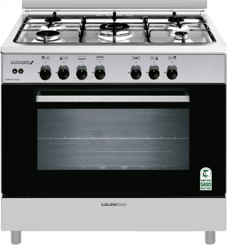 فرن غاز Glem إيطالي 90×60 ستانلس ستيل 5 شعلات للمط...
