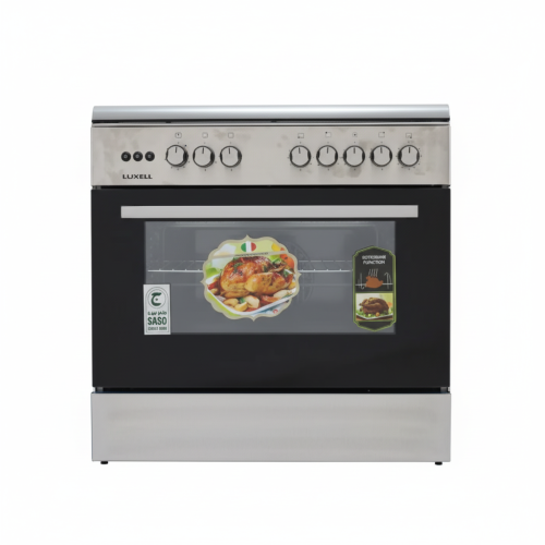 فرن غاز LUXELL 5 شعلات 60×90 ستانلس ستيل وزجاج للم...