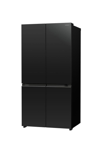 ثلاجة دولابية هيتاشي 18.1 قدم 4 أبواب زجاجي أسود ل...