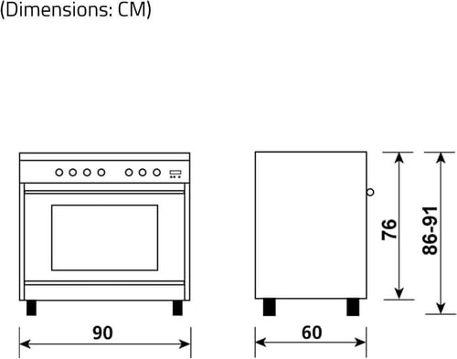 فرن غاز كهربائي Glem مقاس 60×90 استيل مع 5 شعلات س...