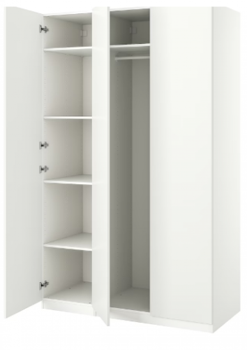 دولاب ملابس أبيض مستطيل 150x60x236 سم مساحة تخزين...