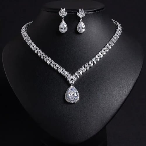 طقم إكسسوار أحمر بتعليقة قطرة