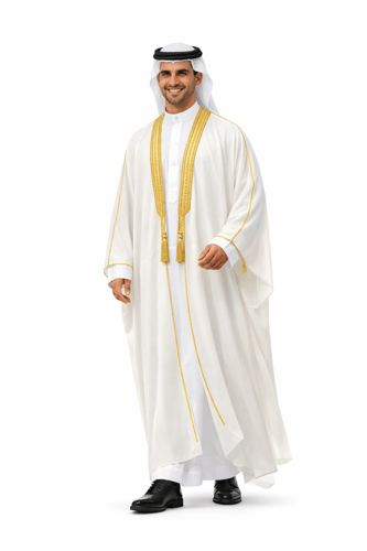 بشت رجالي فاخر بتطريز ذهبي – إطلالة رسمية أنيقة