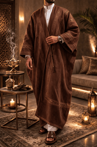 فروة رجالية تراثية لون بني – تصميم كلاسيك بلمسة فخ...