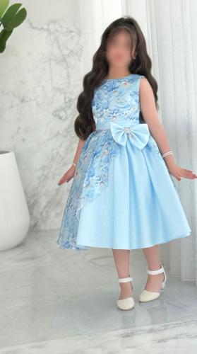 My daughter's sky blue dress with floral print and...