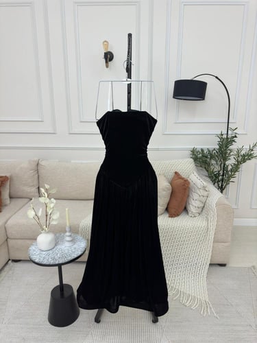 فستان سهره مخمل كوري الأنيق