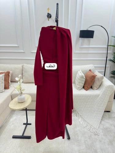 فستان سهرة كريب دمج لكرا راقي