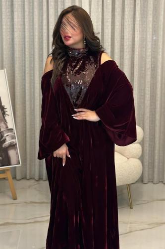 فستان سهرة مخمل متألق جداً